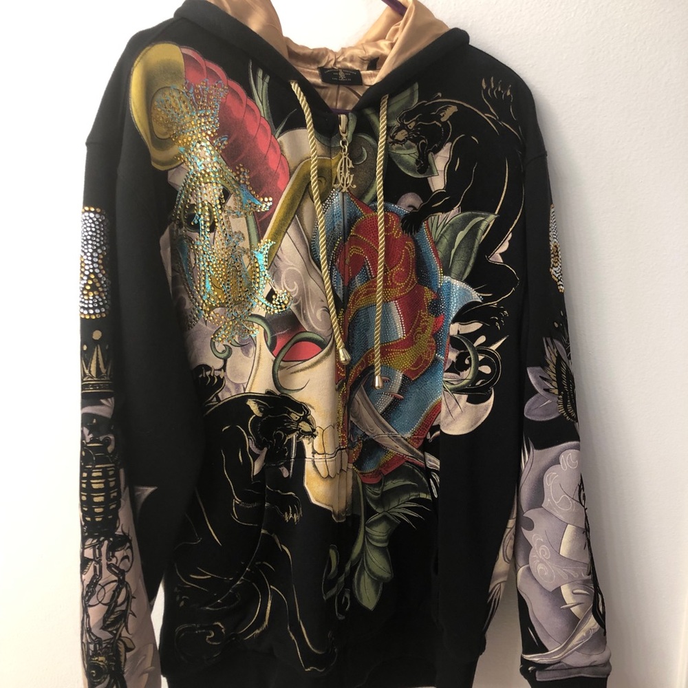 Black Ed hardy zip up jacket